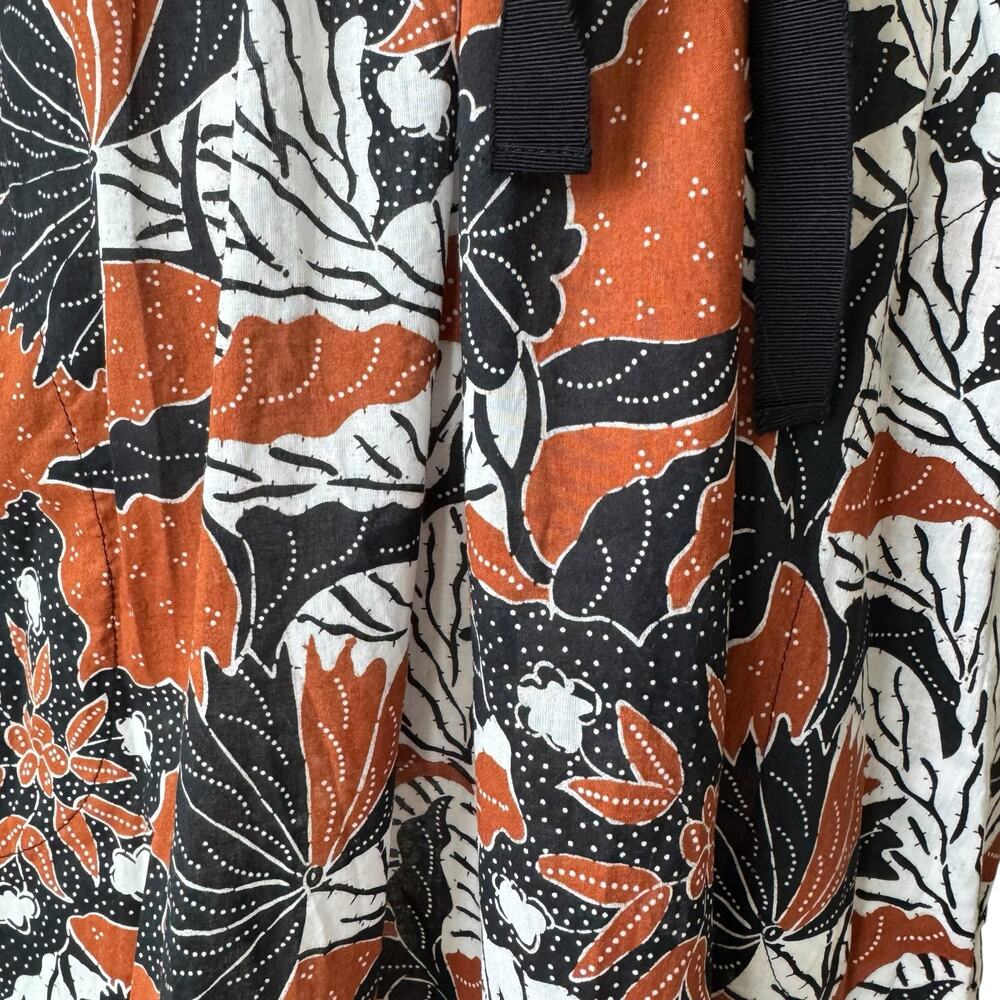 MAJE Printed Cotton Voile Midi Dress Brown Black Size US Large/ FR - Picture 9 of 11